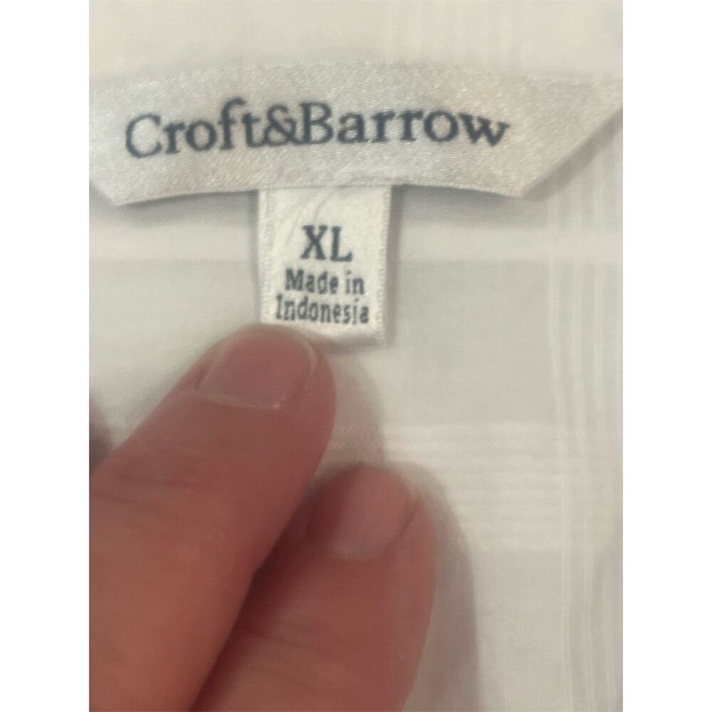 Croft & Barrow Women's XL Plaid Short Sleeve White shirt - Picture 4 of 13